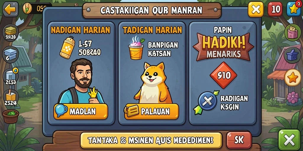 Screenshot menunjukkan tampilan awal game dengan tema yang menarik.